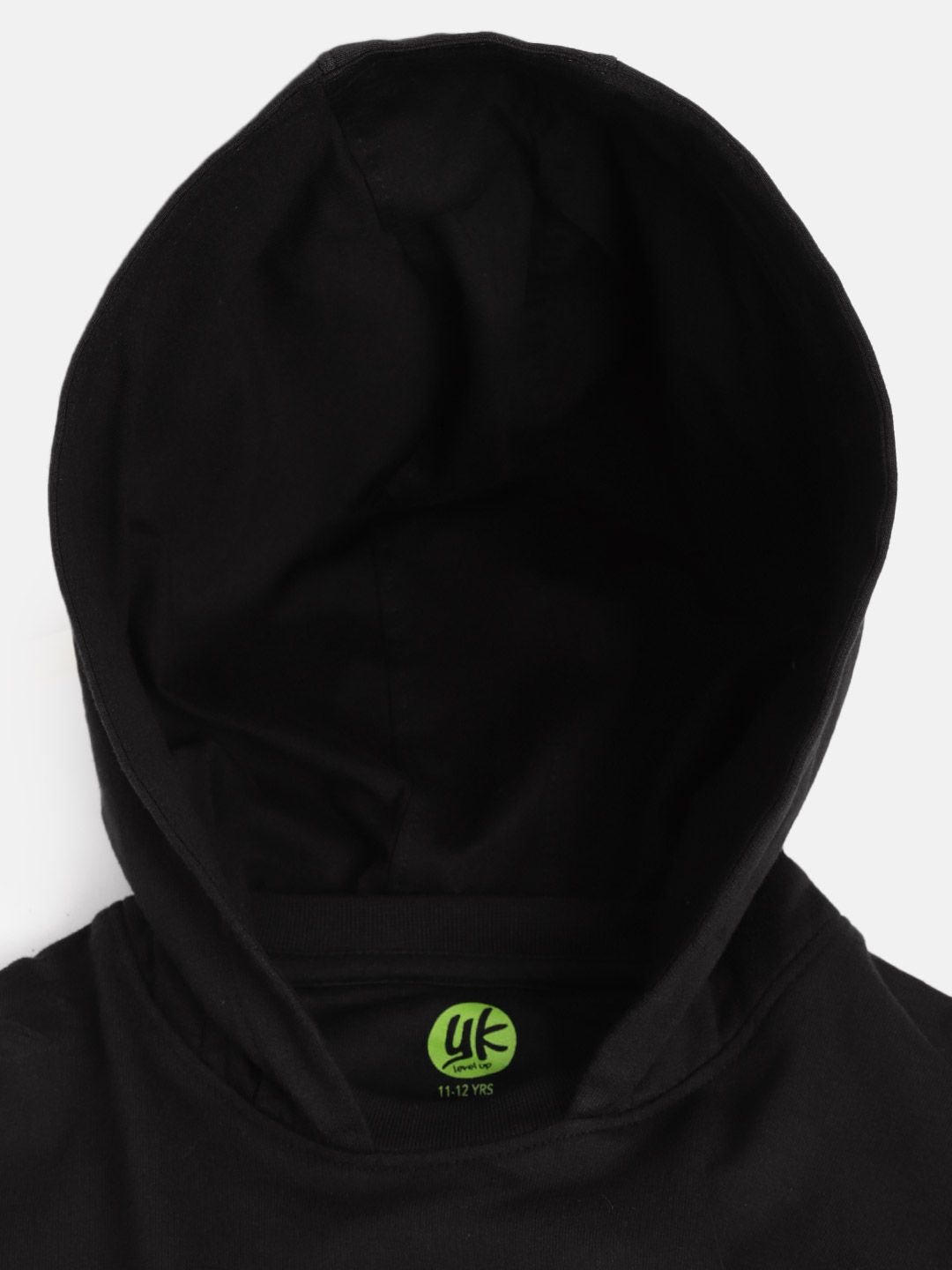 YK Boys Black & Yellow Graphic Print Hooded Sweatshirt