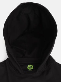 YK Boys Black & Yellow Graphic Print Hooded Sweatshirt