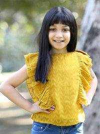 Cutiekins Girls Self Design Ruffles Top