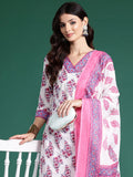 Indo Era Women Floral Printed Regular Pure Cotton Kurta with Palazzos & With Dupatta