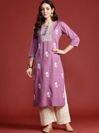 Indo Era Women Floral Embroidered Thread Work Kurta