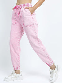 Tokyo Talkies Women Pink Cotton Jogger Jeans