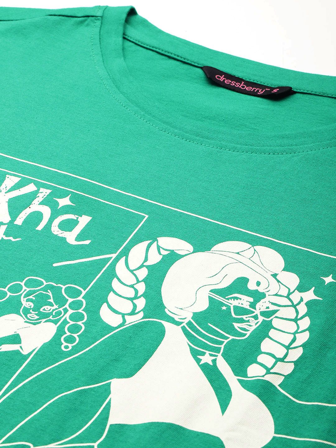 DressBerry Printed Drop-Shoulder Sleeves Pure Cotton T-shirt