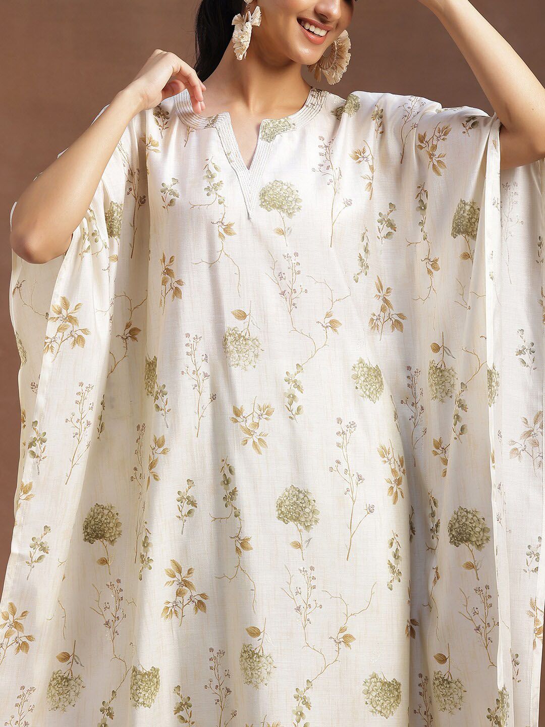 Libas Printed V-Neck Kaftan Tunic With Palazzos Co-Ords