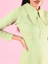 Athena Green Solid Above Knee Sheath Dress