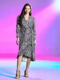 DressBerry Animal Print Midi Wrap Dress