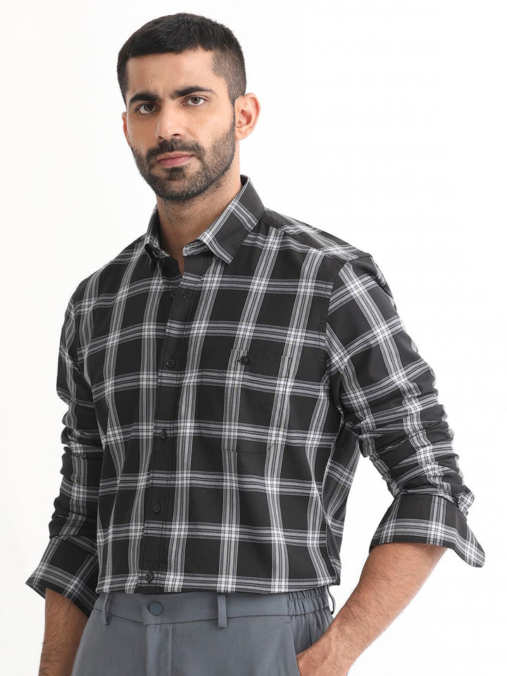 RARE RABBIT Men Imperial Slim Fit Checked Cotton Shirt