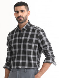 RARE RABBIT Men Imperial Slim Fit Checked Cotton Shirt