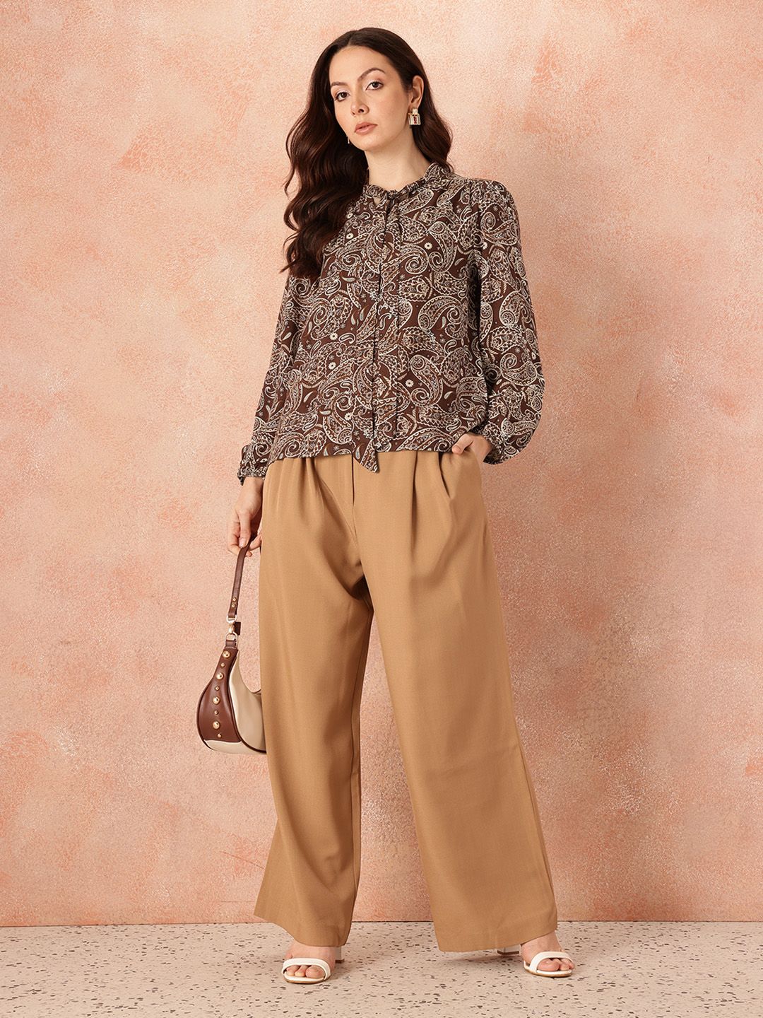 all about you Printed Tie-Up Neck Top