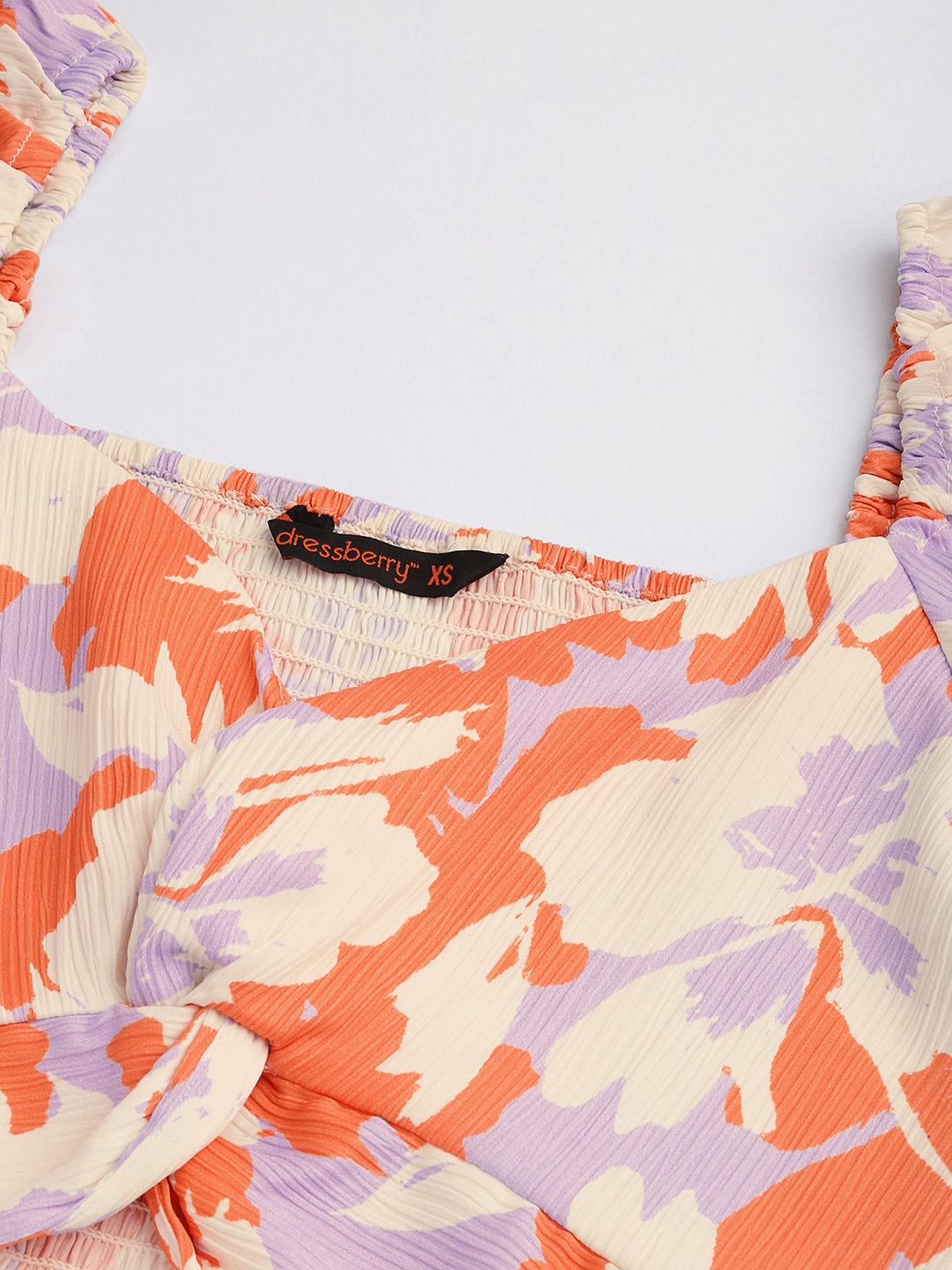 DressBerry English Garden Escape Smocked Twisted Crop Top