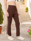 DressBerry Women Subculture Swag Ribbed High-Rise Sided Slits Trousers