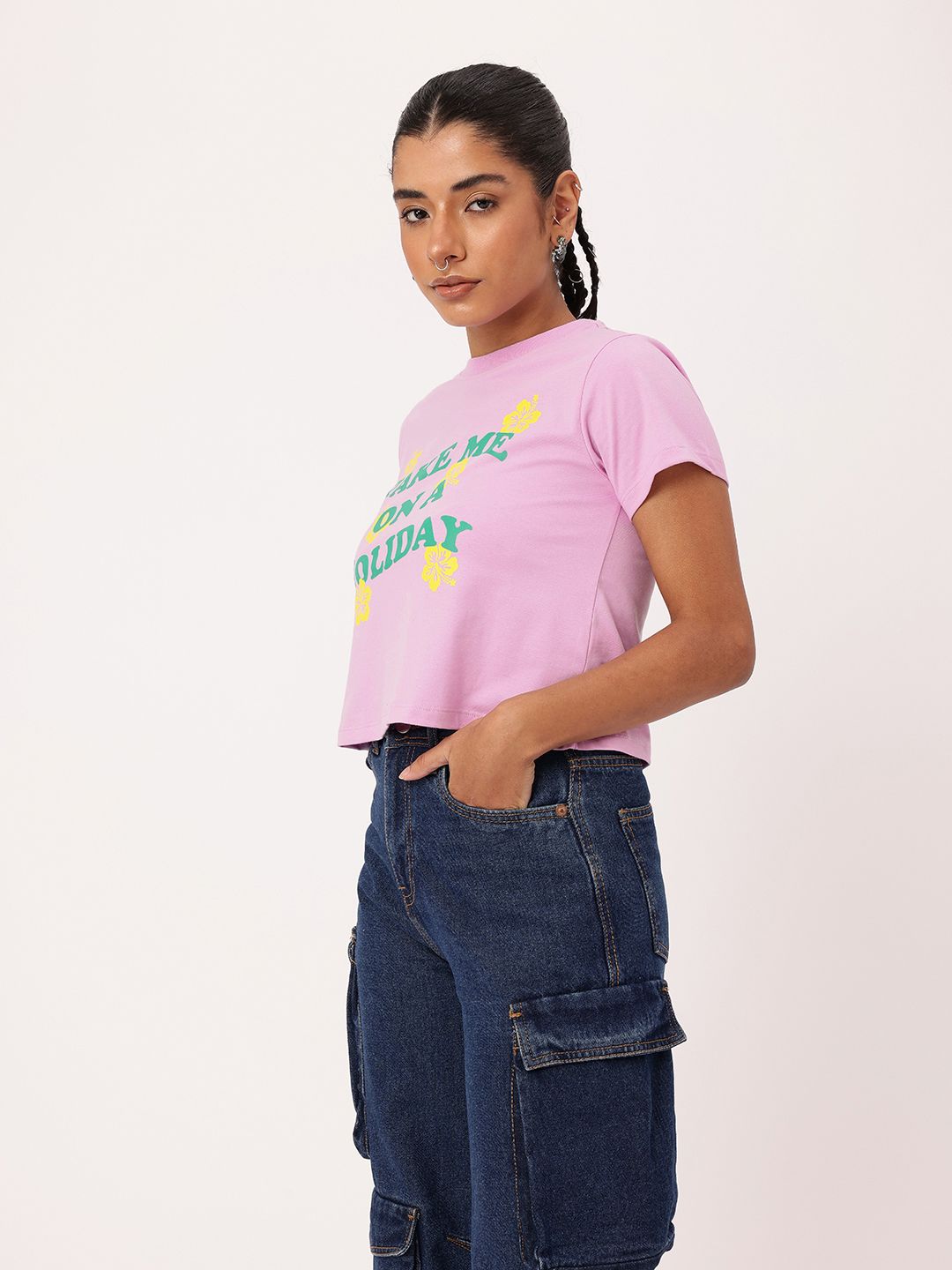 DressBerry Blissful Getaway Printed Crop T-shirt