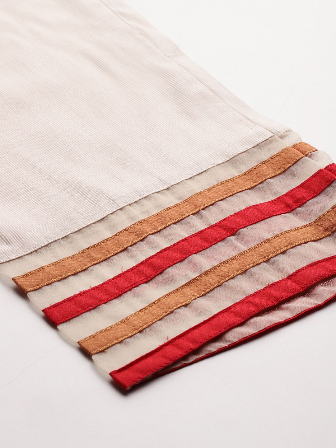 Indo Era Women Floral Yoke Design Empire Thread Work Liva Kurta with Trousers