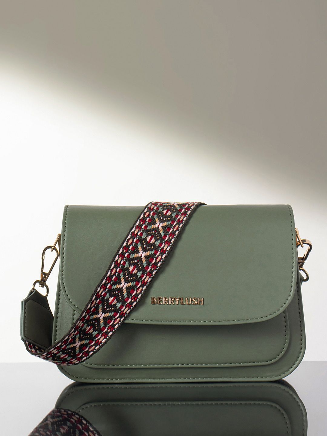 Berrylush Green Structured Sling Bag