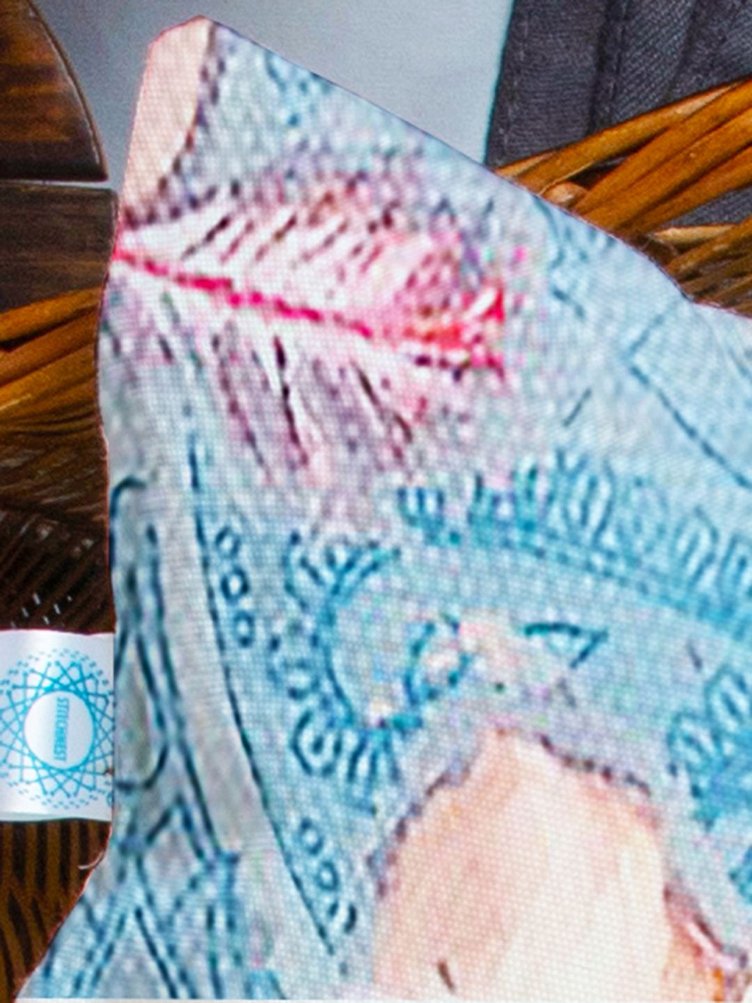 STITCHNEST Pink & Blue Set of 2 Floral Square Cushion Covers