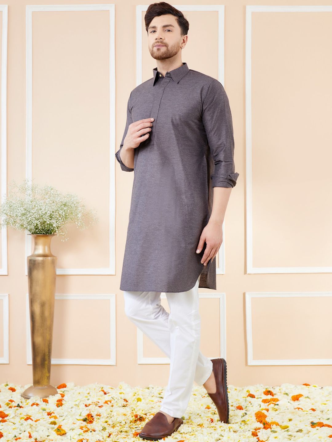 See Designs Shirt Collar Cotton Pathani Kurta