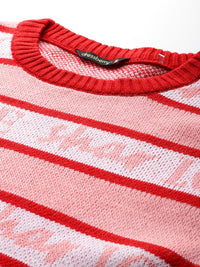 DressBerry Striped Typography Design Pullover