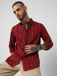 VASTRADO Men Checked Pure Cotton Shirt