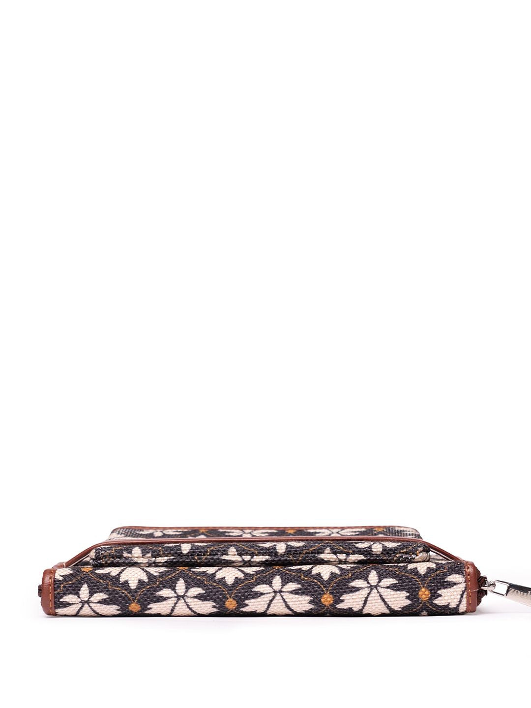 ZOUK Women White & Black Floral Printed Zip Around Wallet