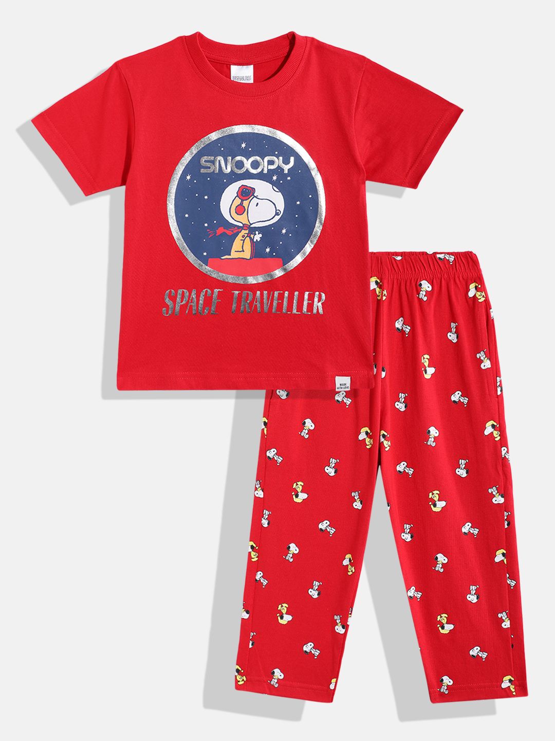 Moms Love Boys Snoopy Printed T-shirt with Trousers