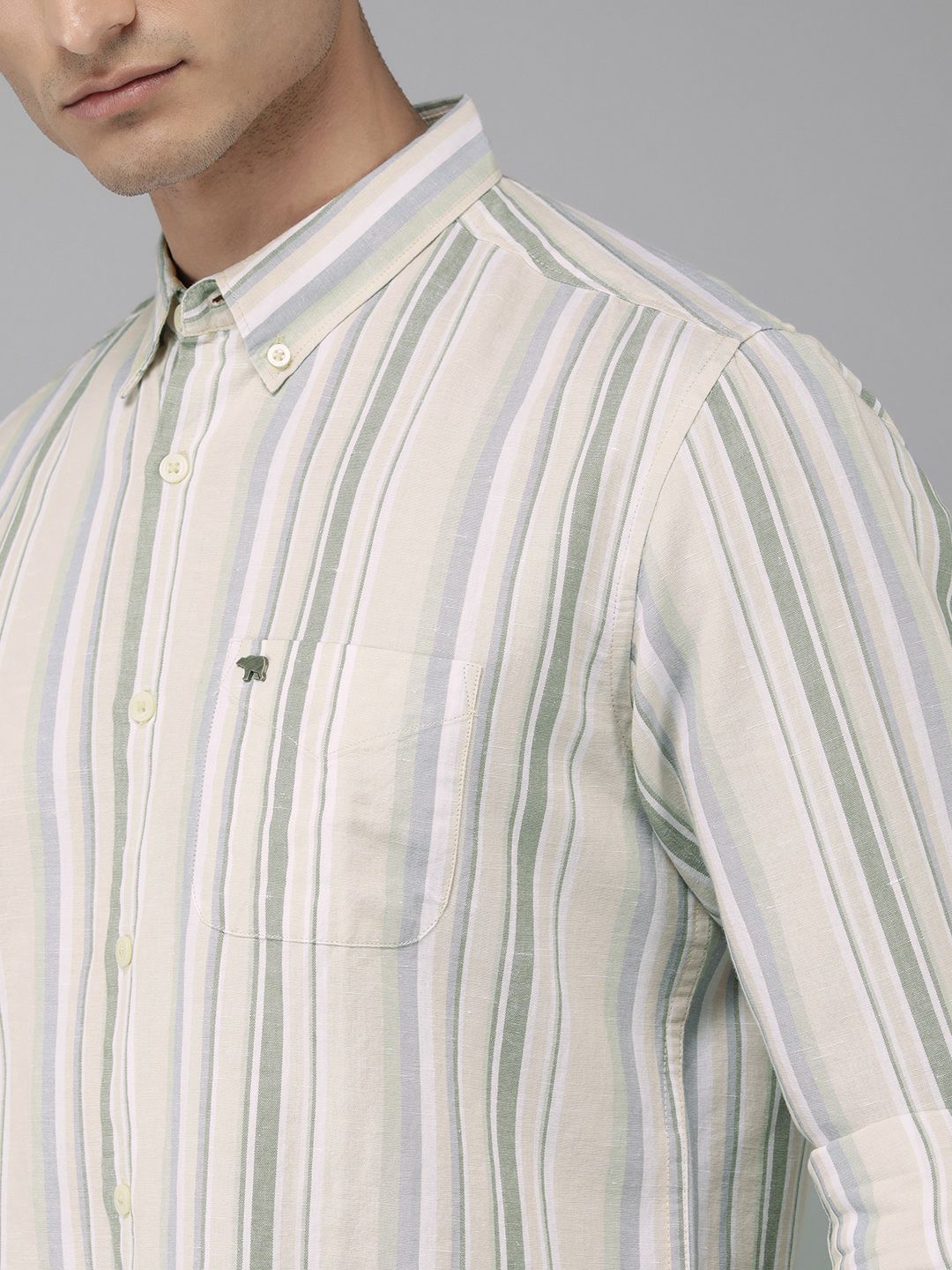 THE BEAR HOUSE Slim Fit Striped Casual Shirt