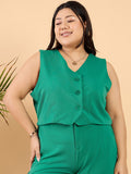 CURVY STREET Plus Size Green V-Neck Waistcoat