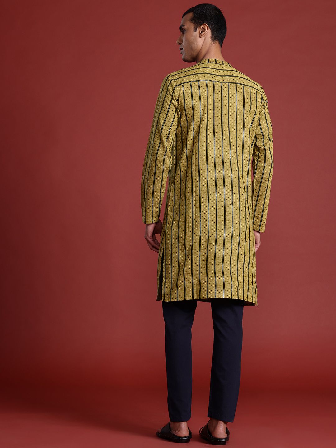 Anouk Men Striped Woven Design Kurta