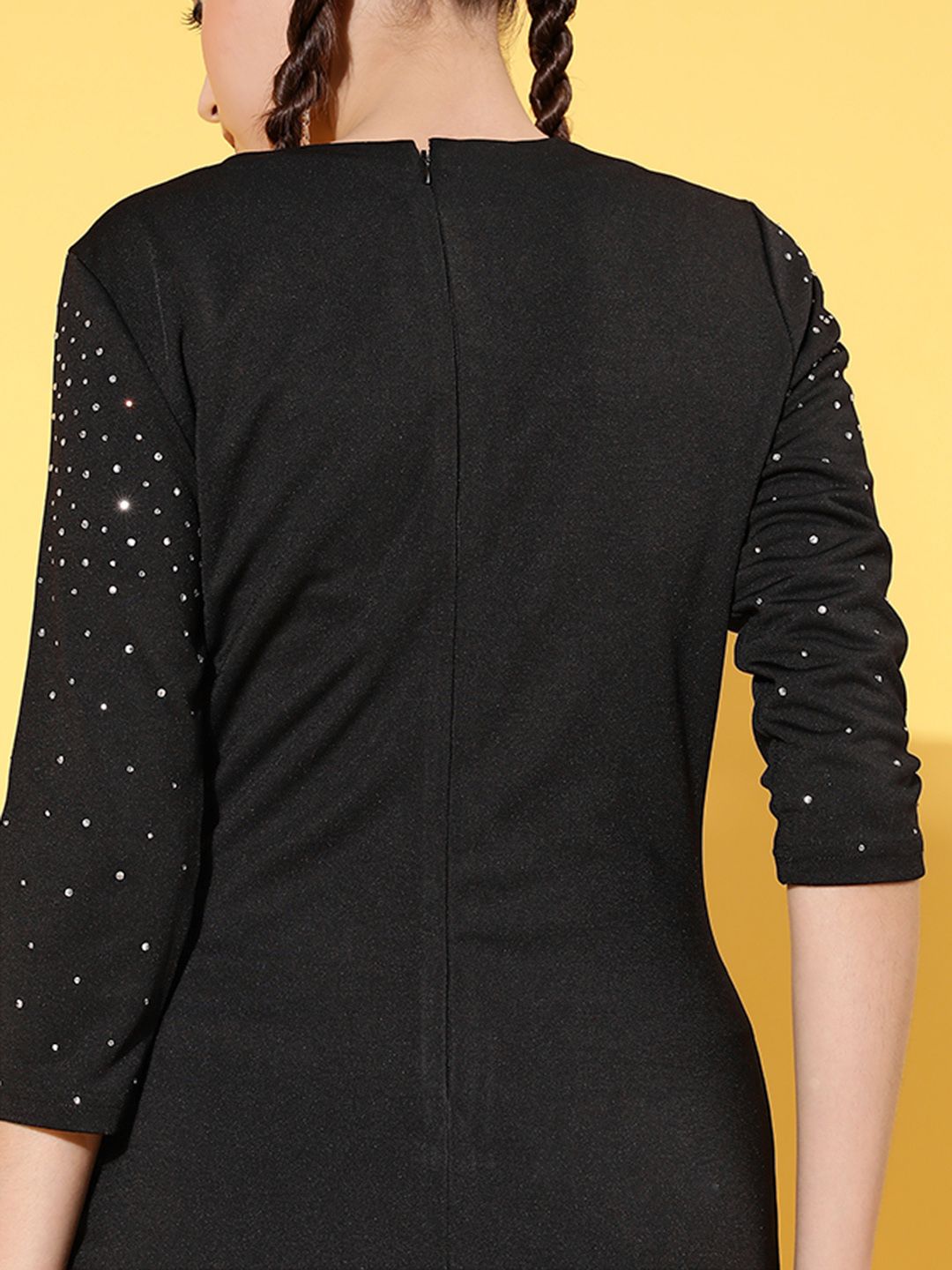 SASSAFRAS Black Embellished Bodycon Dress