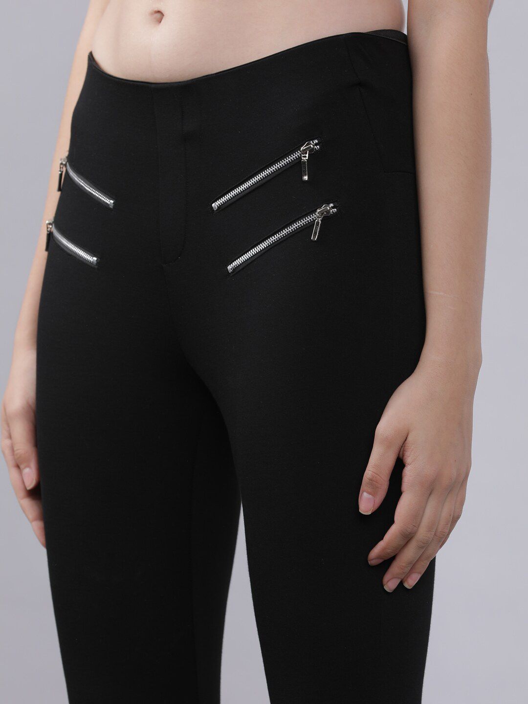 Tokyo Talkies Women Black Slim Fit Solid Regular Trousers