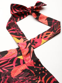 DressBerry Women Tropical Printed Smocked Top with Skirt Co-Ord Set