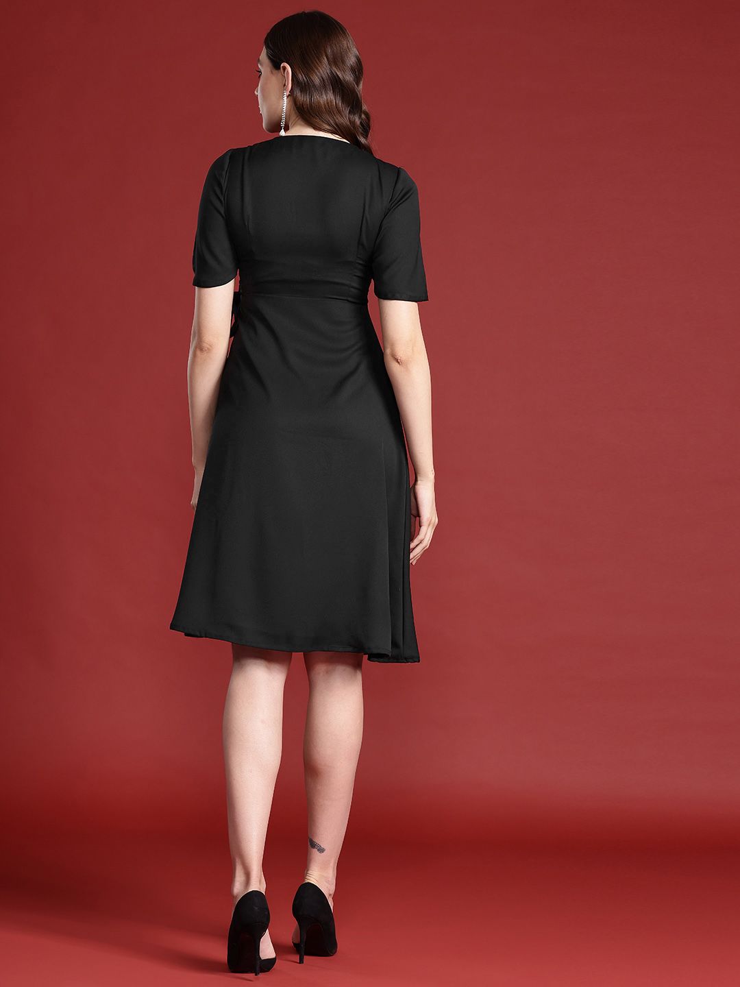 all about you Short Sleeves Wrap Dress