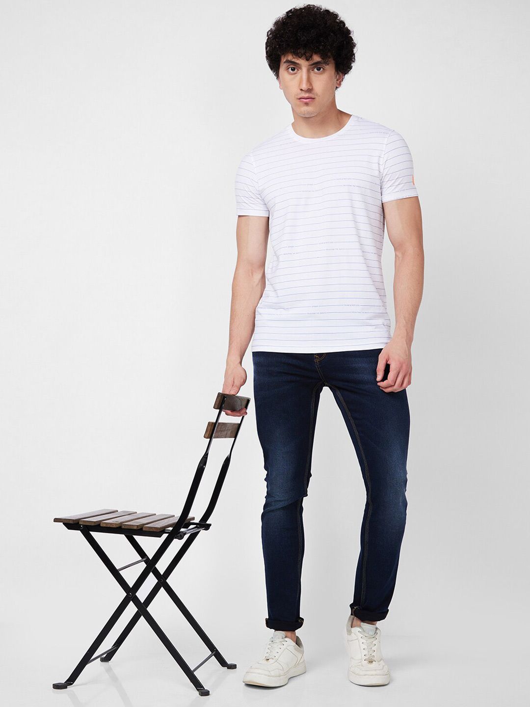 SPYKAR Striped Cotton Slim Fit T-shirt