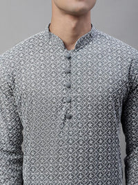 Jompers Embroidered Mandarin Collar Chikankari Kurta