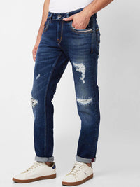 SPYKAR Men Mid-Rise Mildly Distressed Heavy Fade Ripped Jeans