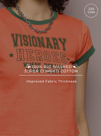 DILLINGER Typography Printed Crop Pure Cotton T-shirt