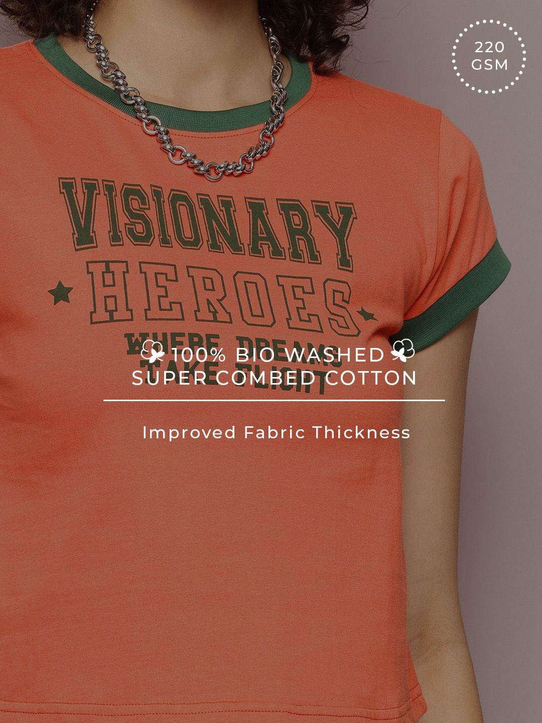 DILLINGER Typography Printed Crop Pure Cotton T-shirt