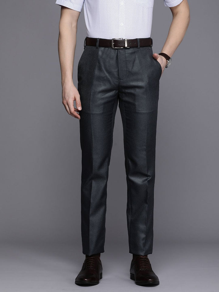 Raymond Men Self Design Textured Slim Fit Formal Trousers