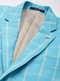 Raymond Linen Cotton Contemporary Fit Single-Breasted Checked Formal Blazers