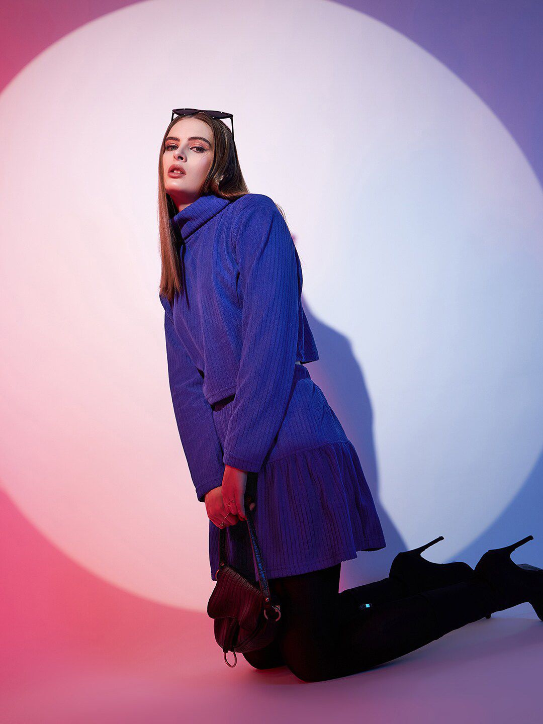 STREET 9 Knitted High Neck Crop Top