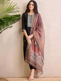 Indo Era Women Ethnic Motifs Embroidered Regular Liva Kurta with Trousers & With Dupatta