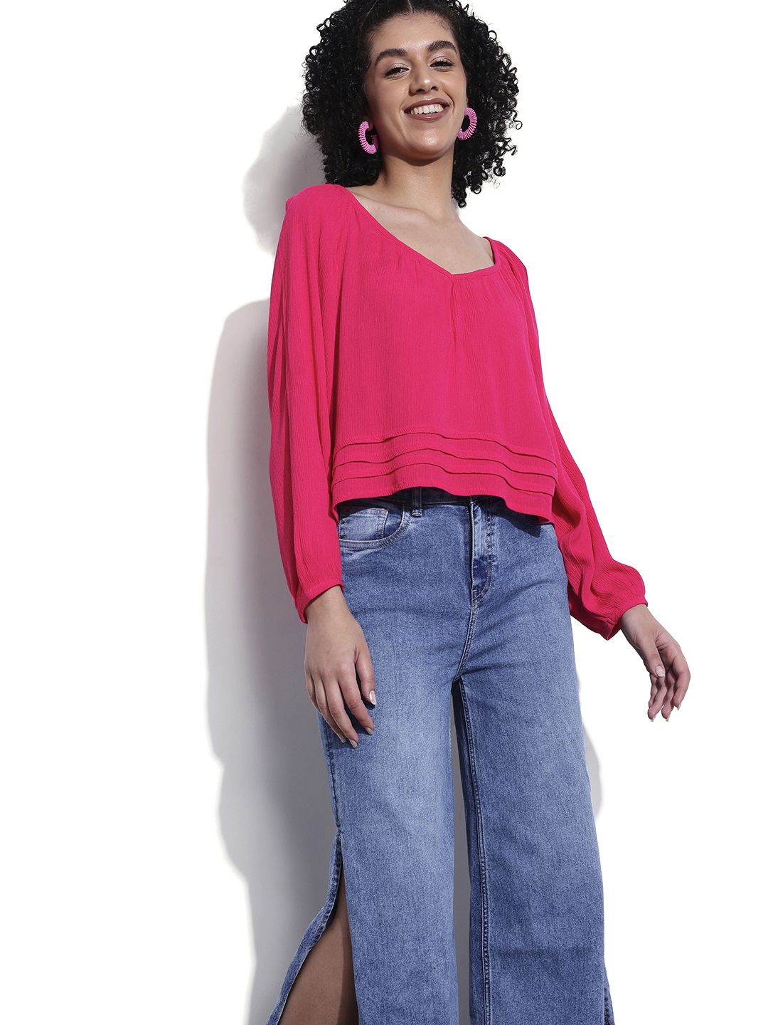 DressBerry Fuchsia Boss Babe Oversized Top