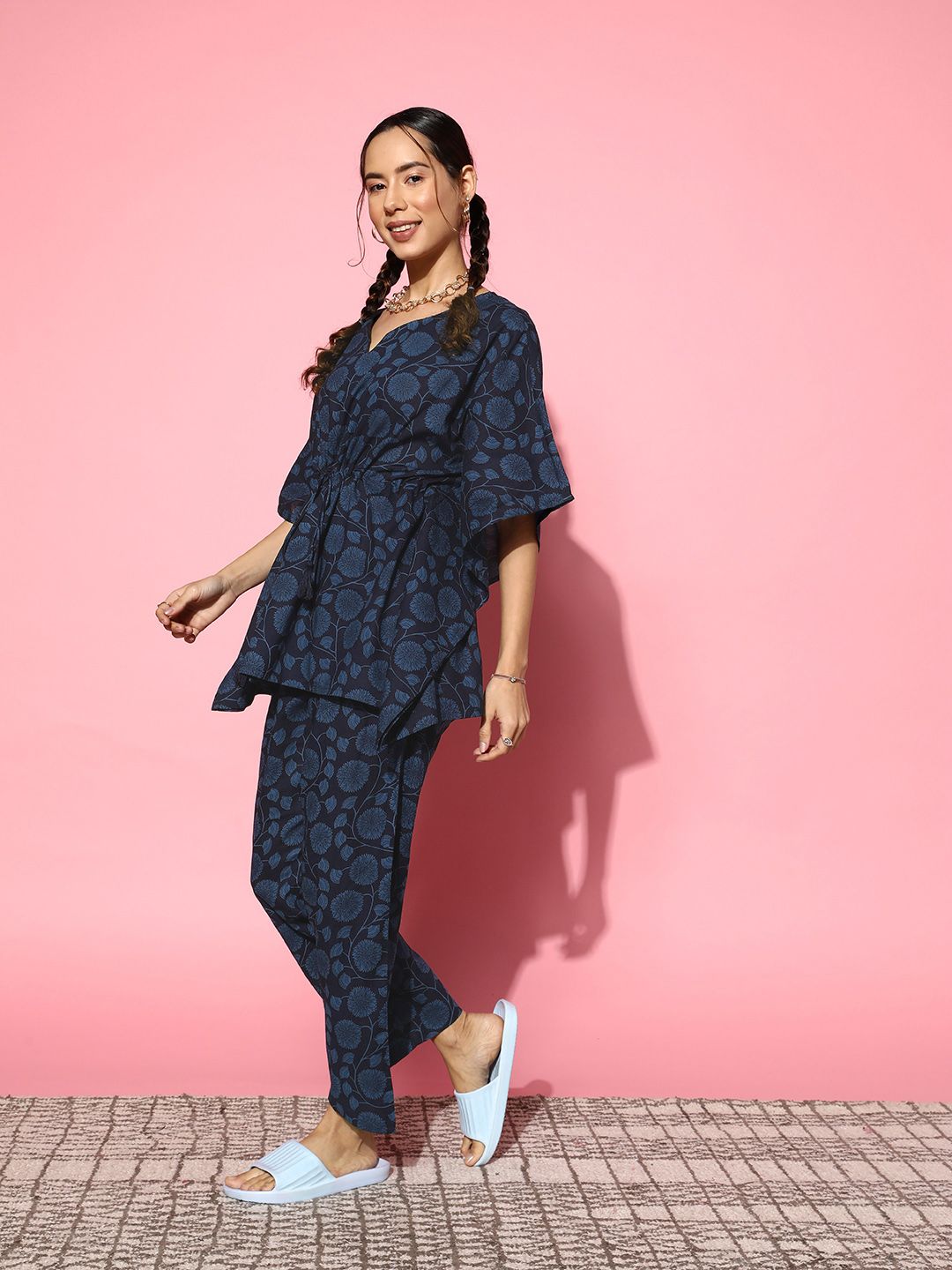 SANSKRUTIHOMES Printed Pure Cotton Tunic With Trousers