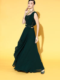 Libas Enchanting Green Colour Classy Embroidered Lehenga with Solid Choli