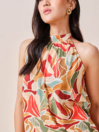 AND halter neck Printed a-line Top
