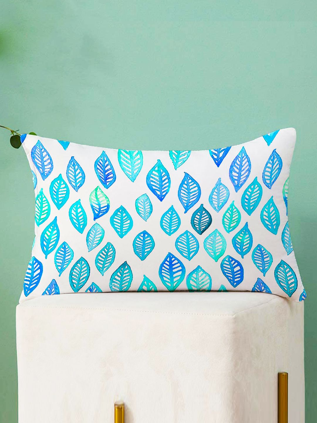 STITCHNEST Pack Of 2 Red & Blue Printed Rectangle Cushion Covers