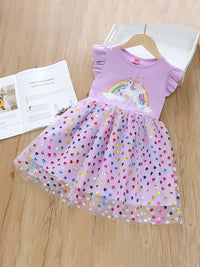 YK Girls Cotton Conversational Printed Fit & Flare Dress