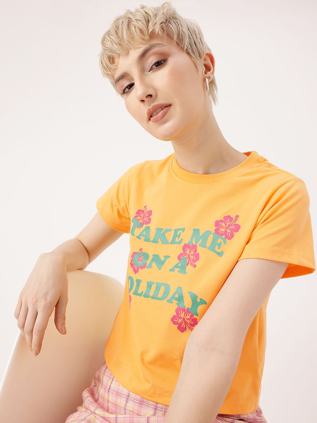 DressBerry Holiday Vibe Typography Printed T-Shirt