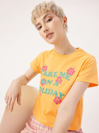 DressBerry Holiday Vibe Typography Printed T-Shirt