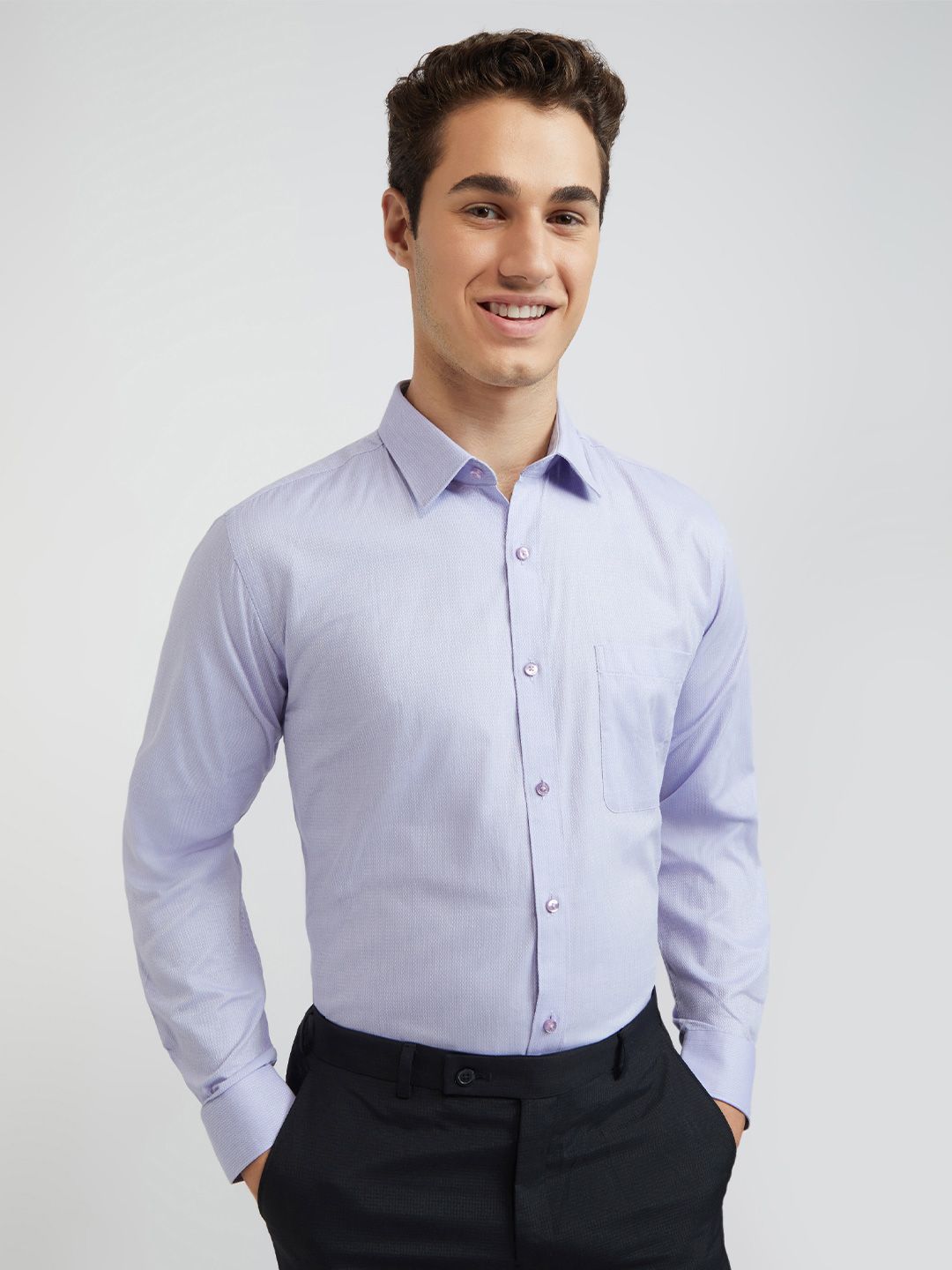 Raymond Self Design Slim Fit Pure Cotton Formal Shirt