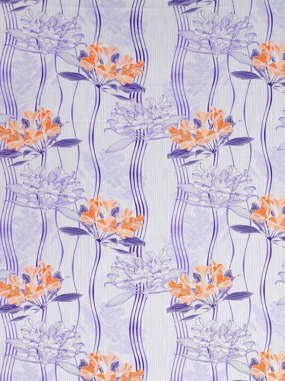 BOMBAY DYEING White & Orange Printed Pure Cotton 120 TC Queen Bedsheet Set 2.24 m X 2.54 m